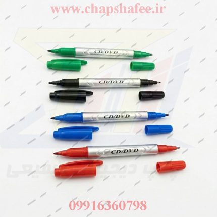 ماژیک CD دو سر در رنگ‌های مشکی، آبی، قرمز و سبز