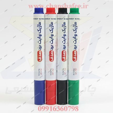 ماژیک وایت‌برد نوک گرد در چهار رنگ مشکی، آبی، قرمز و سبز