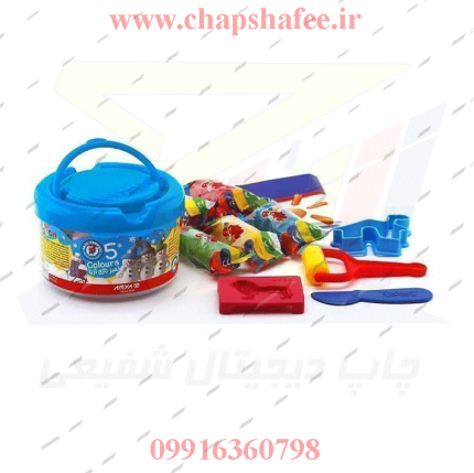 سطل خمیر بازی آریا 5 رنگ دسته دار به همراه ابزار