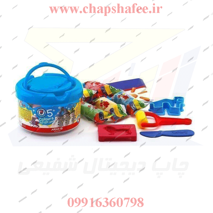 سطل خمیر بازی آریا 5 رنگ دسته دار به همراه ابزار